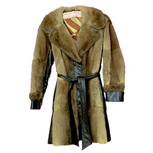 🌹 Genuine Brown Fur & Leather Vintage Coat 🌹